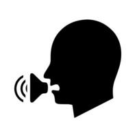 Silhouette reden mit Stimme Symbol. Stimme Steuerung und Interaktion. reden Kopf Konzept isoliert auf Weiß Hintergrund. Vektor Illustration
