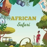 Safari-Rahmen afrikanische Tour Reisekonzept Abenteuerbroschüre Hintergrund vektor