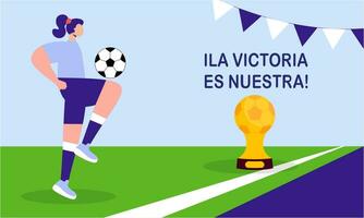 Spanisch Fußball Spieler feiern ihr Sieg beim das Welt Tasse Illustration vektor