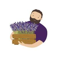 Vektor Illustration Hipster komisch Mann halten halten Blumen. International Frau Tag März 8, glücklich Valentinstag s Tag und glücklich Geburtstag.