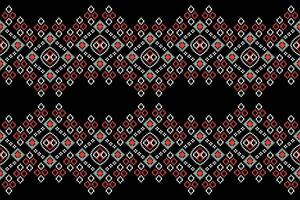 ethnisch geometrisch Stoff Muster Kreuz Stich.ikat Stickerei ethnisch orientalisch Pixel Muster schwarz Hintergrund. abstrakt, vektor, illustration. Textur, Kleidung, Rahmen, Dekoration, Motive, Seide Hintergrund. vektor