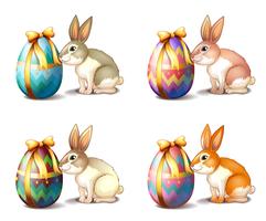Vier Kaninchen in verschiedenen Farben vektor