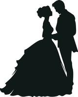 ai generiert romantisch Paar Silhouette. Silhouette von Paar beim Hochzeit. ai generiert Illustration. vektor