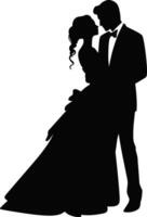 ai generiert romantisch Paar Silhouette. Silhouette von Paar beim Hochzeit. ai generiert Illustration. vektor