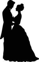 ai generiert romantisch Paar Silhouette. Silhouette von Paar beim Hochzeit. ai generiert Illustration. vektor