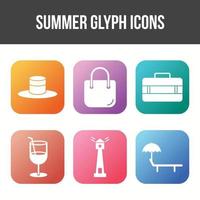 einzigartiger Sommer-Glyphen-Vektor-Icon-Set vektor