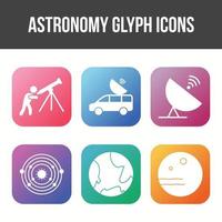 einzigartiger Astronomie-Glyphen-Vektor-Icon-Set vektor