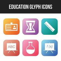 schöne sechs Bildung und Schule Glyphe Icon Set vektor