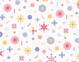 ein Hintergrund aus verschiedenen geometrischen Mustern in Form von Blumen und Flammen nach dem Zufallsprinzip. einfache Musterdesign-Vorlage. vektor