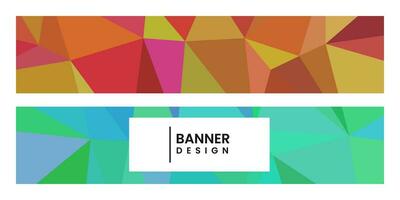 uppsättning av banderoller med abstrakt vibrerande färgrik bakgrund med trianglar vektor