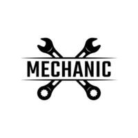 Mechaniker Bedienung Logo Design Vektor isoliert auf Weiß Hintergrund.