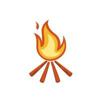 Vektor-Illustration des brennenden Lagerfeuers mit Holz auf weißem Hintergrund vektor
