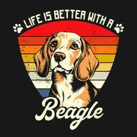 retro Beagle Hund T-Shirt Design Lager Vektor