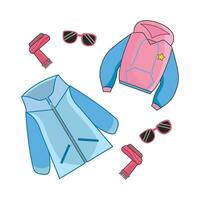 jacka, solglasögon, sjal med handskar vinter- illustration vektor