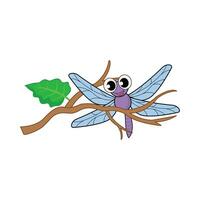 Libelle im Baum Kofferraum Illustration vektor