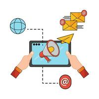 Megaphon im Tab, Email Marketing mit Internet Illustration vektor