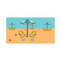 Regenschirm mit Stuhl im Strand Illustration vektor