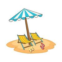 Regenschirm mit Stuhl im Strand Illustration vektor