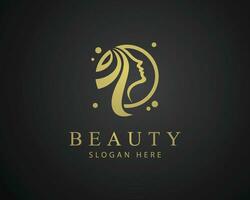 Schönheit Logo kreativ Linie Kunst Natur Salon Haar Blatt Spa Design Konzept vektor