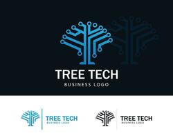 Baum Technik Logo kreativ Digital Pixel Design Konzept Geschäft Linie verbinden vektor