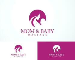 mamma och bebis logotyp kreativ vård hand massage terapi design begrepp vektor
