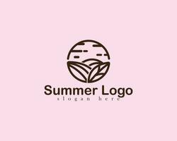 sommar logotyp kreativ emblem linje konst cirkel natur lämna strand företag vektor