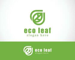 eco blad logotyp kreativ emblem varumärke natur linje konst tecken symbol vektor