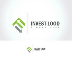 investera logotyp kreativ tecken symbol pil marknadsföra finansiera företag design mall vektor