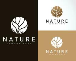 tropisk växt logotyp. cirkel blomma emblem i linjär n cirkel stil. vektor abstrakt bricka för naturlig produkt design, florist, kosmetika, ekologi begrepp