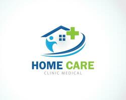 Hem vård logotyp kreativ medicinsk klinik design grafisk begrepp kreativ vektor