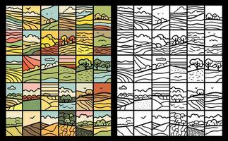 einfach Landschaften Färbung Buch - - einstellen von 30 Vektor Designs