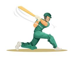 cricket spelare utgör karaktär tecknad serie illustration vektor