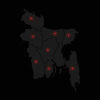 Bangladesch Karte mit Ort Kreis vektor