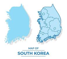 vektor söder korea Karta uppsättning enkel platt och översikt stil illustration