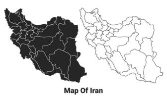 vektor svart Karta av iran Land med gränser av regioner