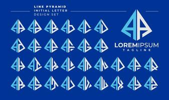 linje abstrakt pyramid första brev en aa logotyp design uppsättning vektor