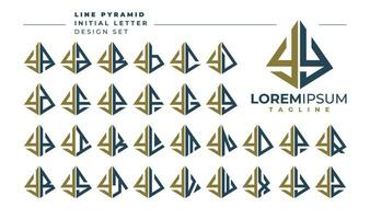 einstellen von geometrisch Pyramide Brief y yy Logo Design vektor