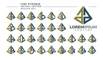 einstellen von geometrisch Pyramide Kleinbuchstaben Brief ein aa Logo Design vektor