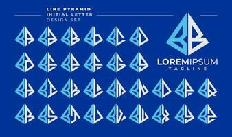 linje abstrakt pyramid första brev b bb logotyp design uppsättning vektor
