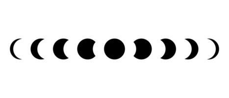 Mond Phasen Symbol Vektor. abnehmend, Hälfte Monde, Halbmond gestalten Symbol. Mond- Zyklus Zeichen vektor