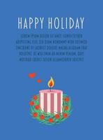 Postkarte mit Text fröhlich Weihnachten, Kerze mit ein Kranz von Tanne Geäst und Mistel. vektor