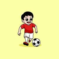söt pojke spelar fotboll fotboll tecknad serie vektor