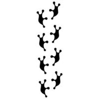 en par av fotspår av en Hoppar groda på en vit bakgrund. de grodans ben är svart. amfibisk djur- Hoppar väg. vektor
