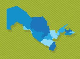 Usbekistan Karte mit Regionen Blau politisch Karte Grün Hintergrund Vektor Illustration