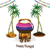 glückliches pongal-festival von tamil nadu indien feierhintergrund vektor