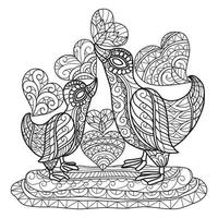 Mutter Ente und Sohn handgezeichnet für Erwachsene Malbuch vektor