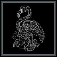 Flamingo Vogel Mandala Kunst isoliert auf schwarz Hintergrund. vektor