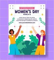 kvinnors dag vertikal affisch platt tecknad serie hand dragen mallar bakgrund illustration vektor