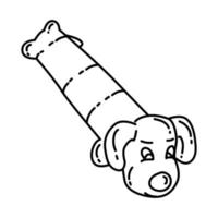 Latex-Luffa-Hundespielzeug-Symbol. Gekritzel handgezeichnet oder Umriss-Icon-Stil