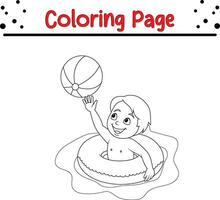 färg sida pojke spelar uppblåsbar cirkel med strand boll vektor